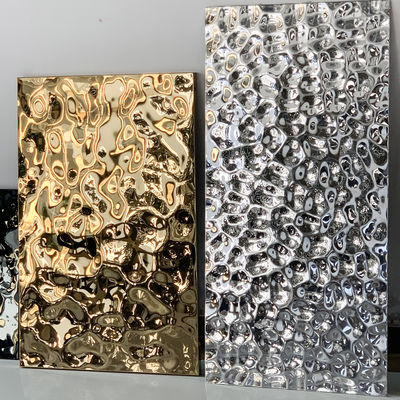Color personalizado SS304 Espejo Oro Efecto de agua Acero inoxidable Decorativo Lapa de ondas de agua para decoración de restaurantes